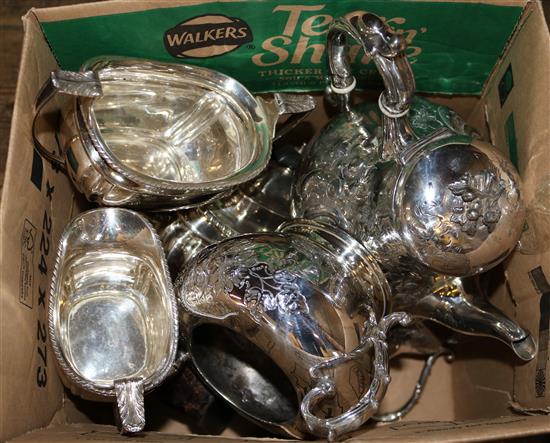 2 plated tea sets & 2 binoculars